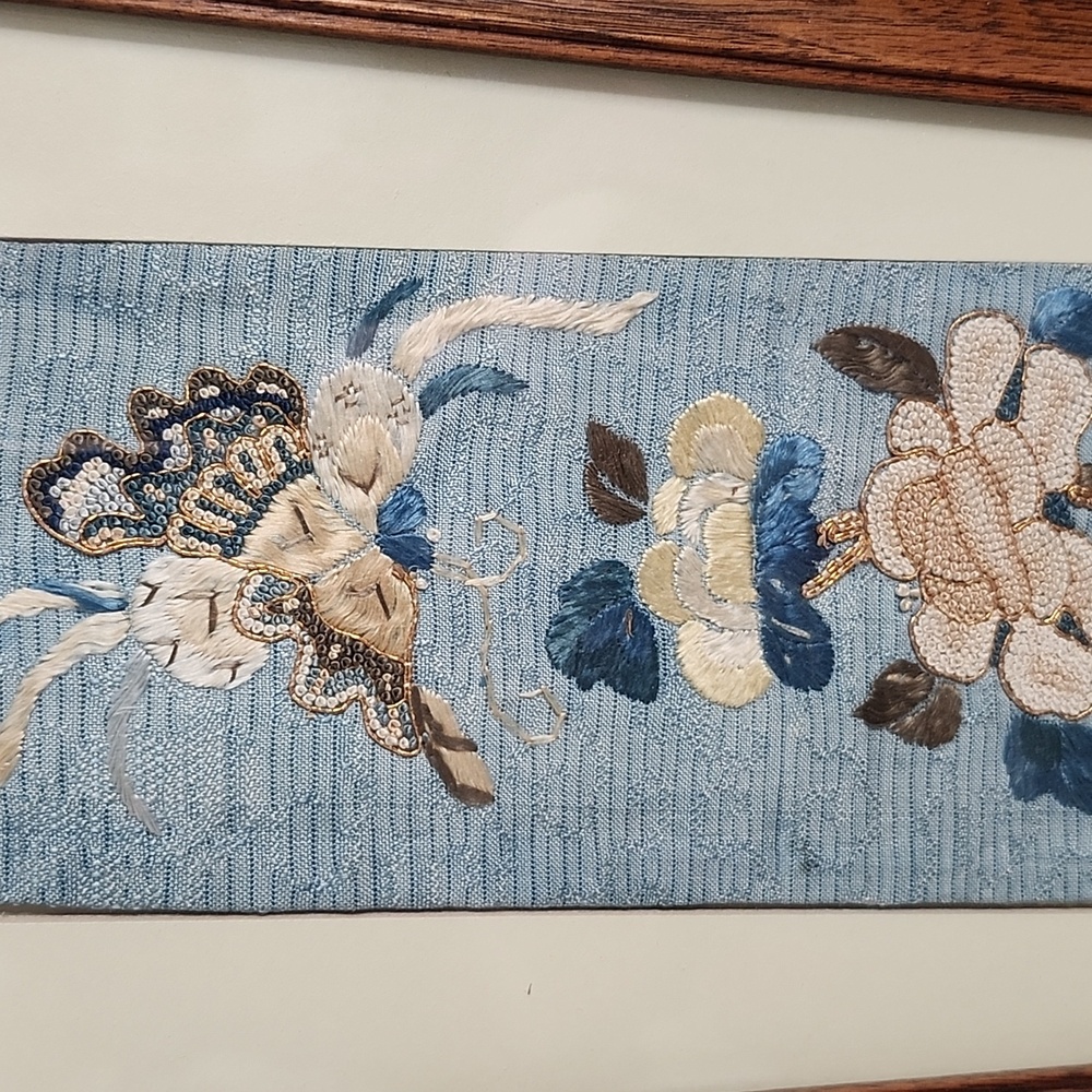 👉*ANTIQUE* LT QING CHINESE EMBROIDERED TEXTILE PANELS ~FORBIDDEN STITCH ~FRAMED - Picture 9 of 11